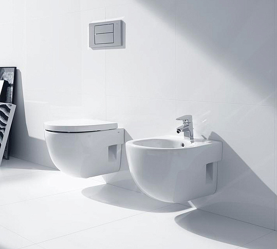 Roca Meridian Биде подвесное 48х36 см, c 1 отв. под смеситель и переливом, цвет: белый глянцевый 357246000