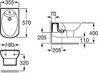 Roca Dama Senso Биде подвесное 57х35,5 см, c 1 отв. под смеситель и переливом, цвет: белый глянцевый 357515000