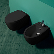 Simas Lft Spazio Биде подвесное 35х52 см c 1 отверстием под смеситель и переливом, цвет: nero LFT19 nero*1