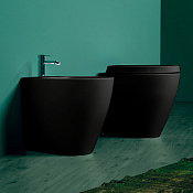 Simas Lft Spazio Биде напольное 35х53 см c 1 отверстием под смеситель и переливом, цвет: nero LFT21 nero*1