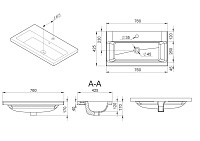 Am.Pm Gem Раковина накладная 76х42,5 см, с переливом, 1 отв. под смеситель, цвет: белый глянцевый M90WCC0752WG