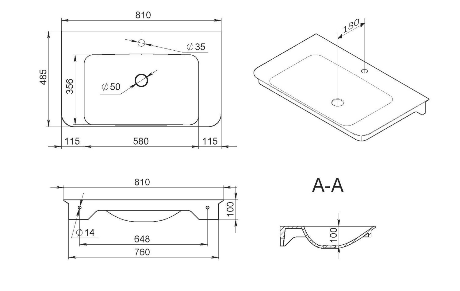 Am.Pm Sensation Раковина накладная 81х48,5 см, без перелива, 1 отв., цвет: белый глянец M30WPC0801WG