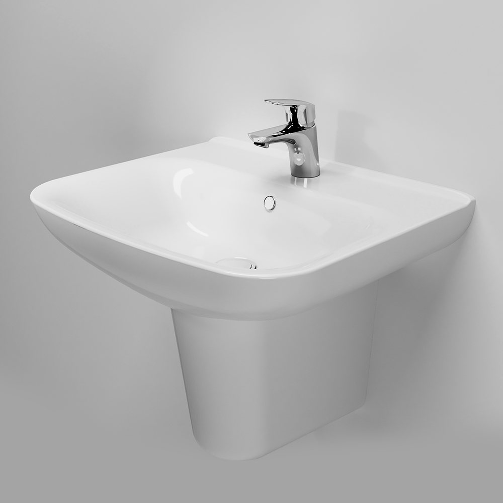 Am.Pm Like Раковина подвесная 55х46 см, с переливом, 1 отверстие под смеситель, цвет: белый глянец C804221WH