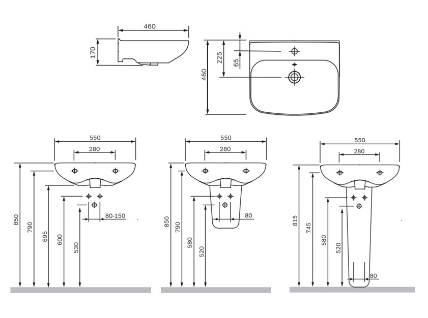 Am.Pm Like Раковина подвесная 55х46 см, с переливом, 1 отверстие под смеситель, цвет: белый глянец C804221WH