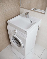 Paulmark Berg Раковина над стиральной машиной литьевой мрамор 58,9x48,6 см, цвет: белый матовый PM710431