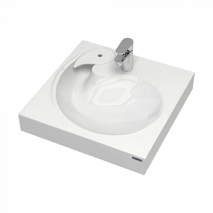 Paulmark Winken Раковина над стиральной машиной литьевой мрамор 59,4x59,5 см, цвет: белый матовый PM740431