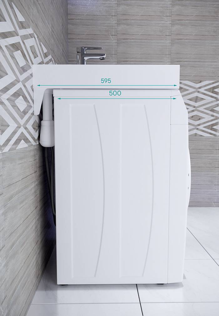 Paulmark Winken Раковина над стиральной машиной литьевой мрамор 59,4x59,5 см, цвет: белый матовый PM740431