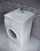 Paulmark Winken Раковина над стиральной машиной литьевой мрамор 59,4x59,5 см, цвет: белый матовый PM740431