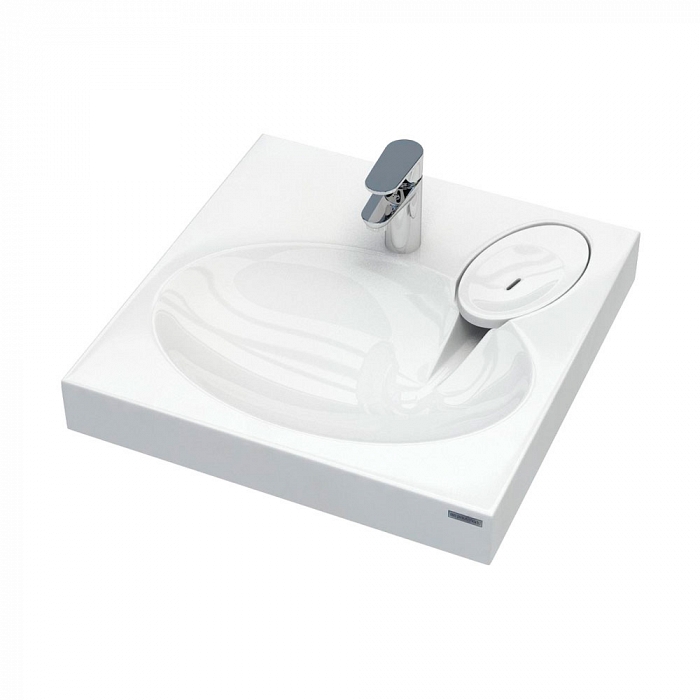 Paulmark Mond Раковина над стиральной машиной литьевой мрамор 59,4x54,2 см, цвет: белый матовый PM720431