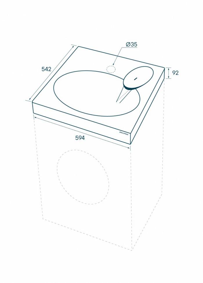 Paulmark Mond Раковина над стиральной машиной литьевой мрамор 59,4x54,2 см, цвет: белый матовый PM720431