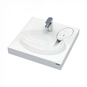 Paulmark Mond Раковина над стиральной машиной литьевой мрамор 59,4x54,2 см, цвет: белый матовый PM720431