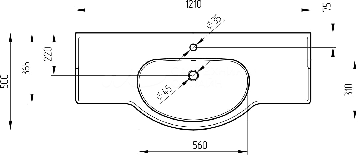 Migliore Kantri Раковина моноблок 121 см, керамика, цвет: белый 26630
