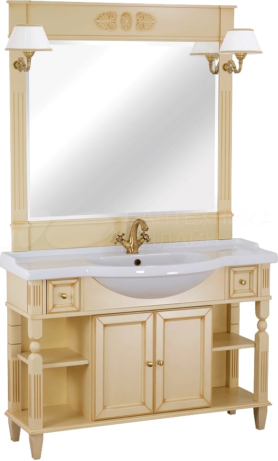 Migliore Kantri Раковина моноблок 121 см, керамика, цвет: белый 26630