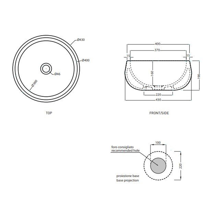 Cielo Delfo Накладная раковина, цвет: Lavagna BATOLV