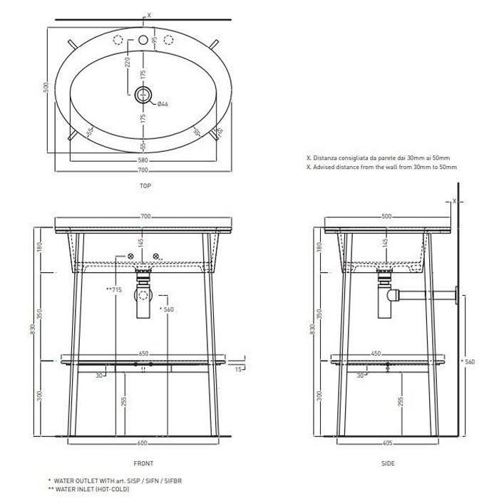 Cielo Catino Ovale Раковина, 70х50хh18 см, цвет: глянцевый белый CALAO