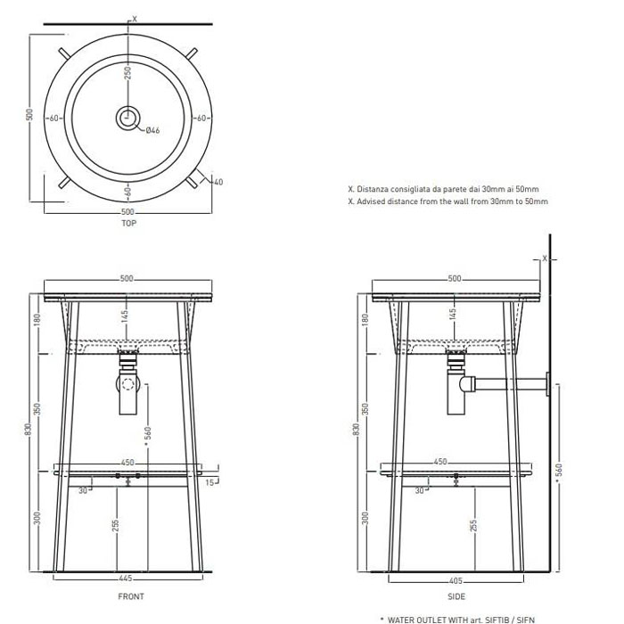 Cielo Catino Раковина 50хh18 см, круглая, цвет: глянцевый белый CALAT