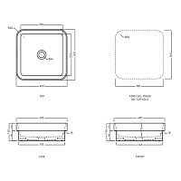 Cielo Enjoy Раковина полувстроенная 40х40хh14 см, квадратная, цвет: глянцевый белый EJLASIQ