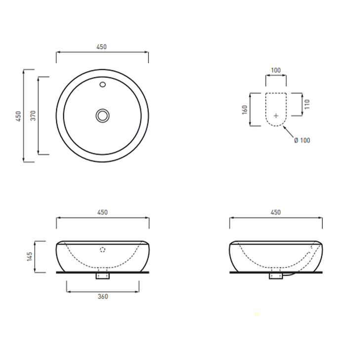 Cielo Fluid Раковина накладная 45х45хh14,5 см, цвет: глянцевый белый FLLA45