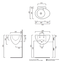Cielo Le Giare Раковина подвесная 56х45хh35 см, цвет: глянцевый белый LGLS56