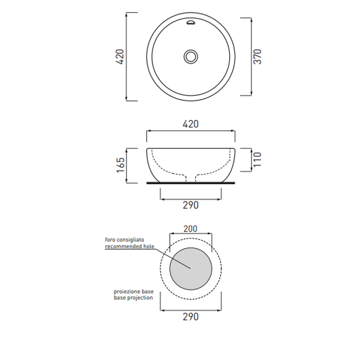 Cielo Shui Раковина накладная 42xh16,5 см, круглая, цвет: зеленый SHBAMU