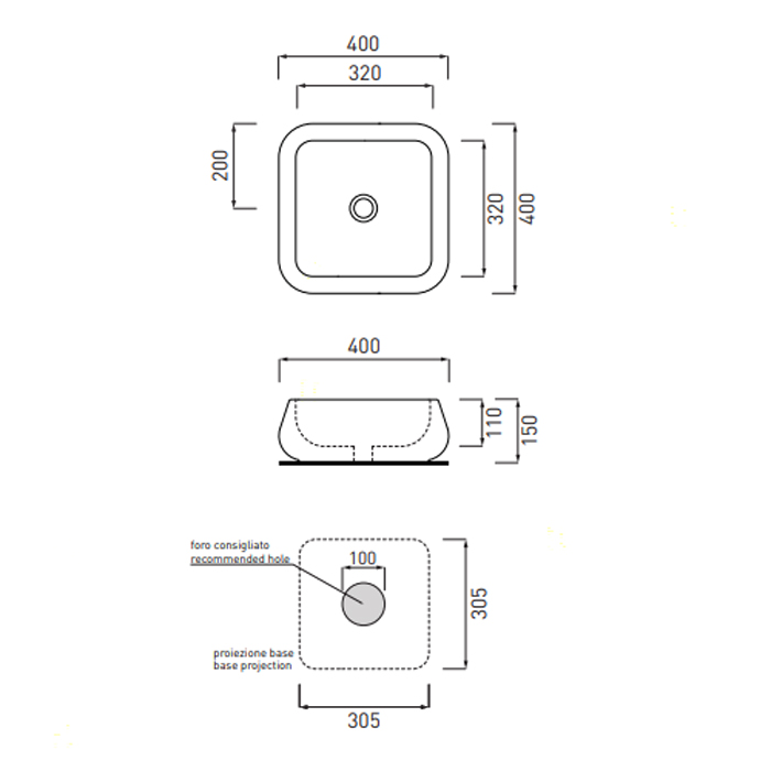 Cielo Shui Раковина 40х40хh15 см, накладная, цвет: глянцевый белый SHLAA40