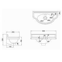 Burlington Cloakroom Раковина подвесная 51х26 см, перелив, 1 отв. под смеситель, цвет: белый глянец P13L