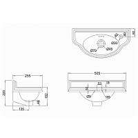 Burlington Cloakroom Раковина подвесная 51х26 см, перелив, 1 отв. под смеситель, цвет: белый глянец P13R