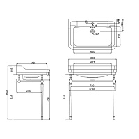 Burlington Edwardian Раковина подвесная 80х51 см, перелив, 1 отв. под смеситель, цвет: белый глянец B18 1TH