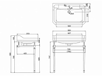 Burlington Edwardian Раковина подвесная 80х51 см, перелив, 3 отв. под смеситель, цвет: белый глянец B18 3TH