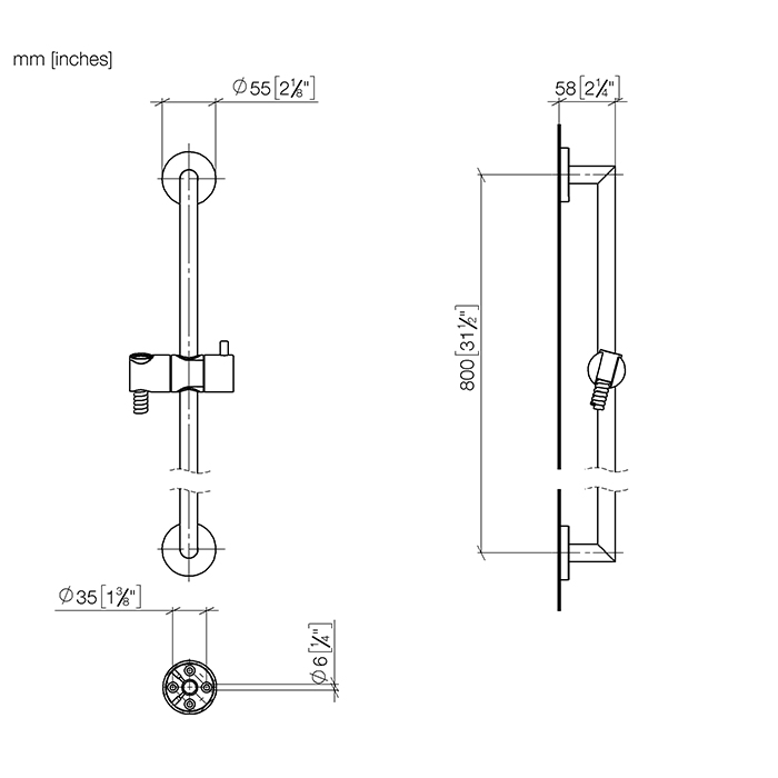 Dornbracht Meta Душевая штанга со шлангом, настенная, без лейки, цвет: хром 26413625-00