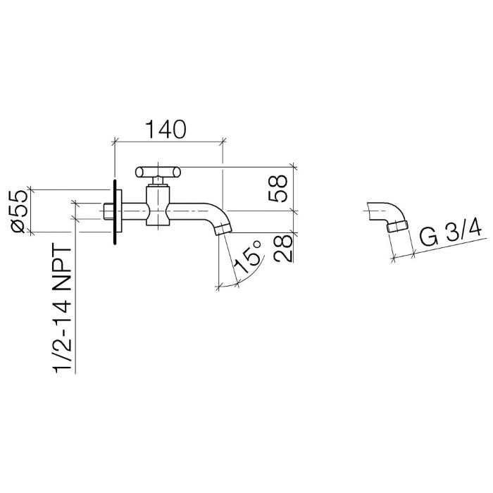 Dornbracht Tara Настенный клапан холодная вода, цвет: хром 30010892-00