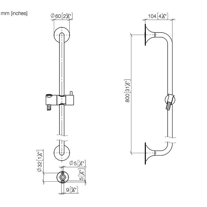 Dornbracht Vaia Душевая штанга со шлангом, без душевой лейки, цвет: латунь сатинированная 26413809-28