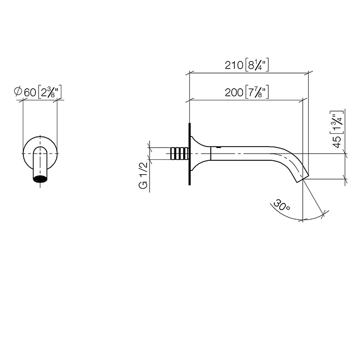 Dornbracht Vaia Излив для ванны, настенный, цвет: платина 13801809-08