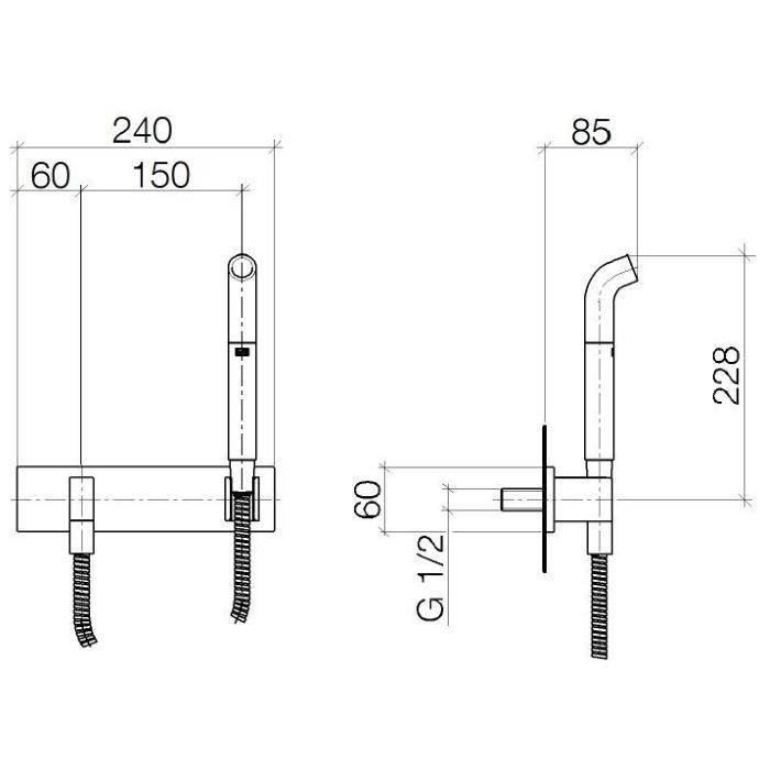 Dornbracht Душевой гарнитур со шлангом, настенный, цвет: хром 27838979-00