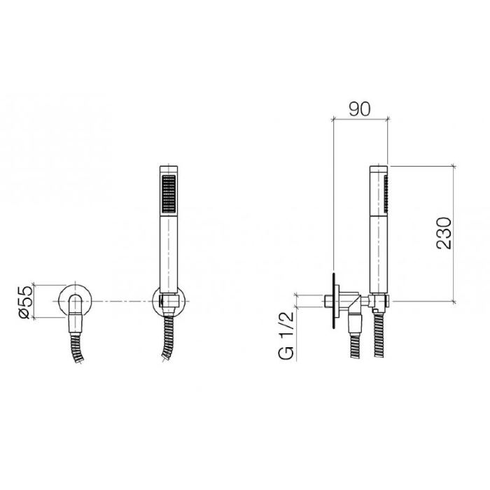 Dornbracht Tara Душевой гарнитур со шлангом и отдельными розетками, цвет: хром 27802892-00