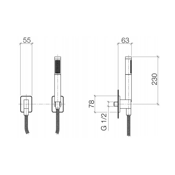 Dornbracht Lulu Душевой гарнитур со шлангом и отдельными розетками, цвет: хром 27808710-00