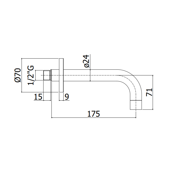 Paffoni Излив 17,5 см, настенный, цвет: Steel Looking ZBOC139ST