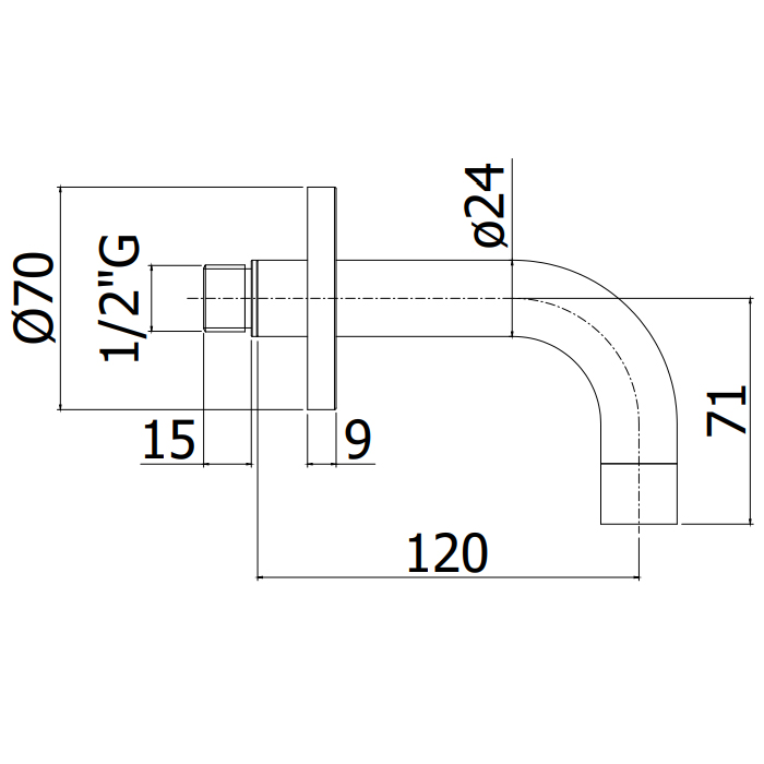 Paffoni Излив 12 см, настенный, цвет: Steel Looking ZBOC140ST
