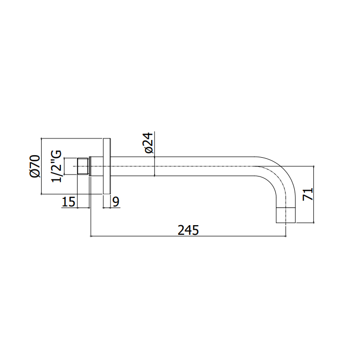Paffoni Излив 24,5 см, настенный, цвет: Steel Looking ZBOC141ST