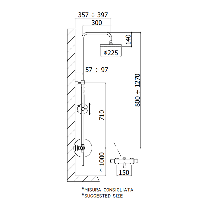 Paffoni Doccia Душевая стойка с верхним душем 30 см, цвет: белый матовый ZCOL638KLIQBO