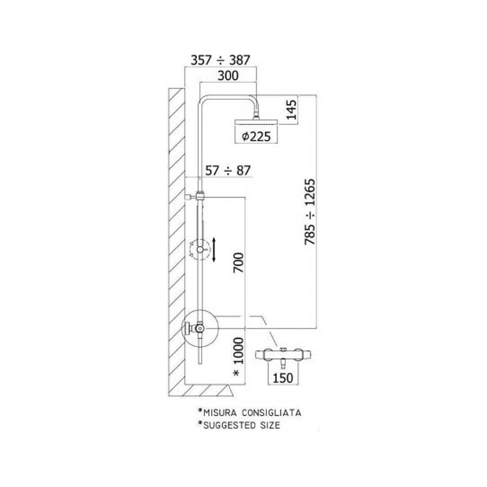 Paffoni Birillo Душевая стойка, с термостатическим смесителем, цвет: черный матовый ZCOL638LIQNO