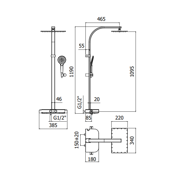 Paffoni Doccia Душевая стойка с верхним душем, цвет: хром ZCOL668CRAG MOBY