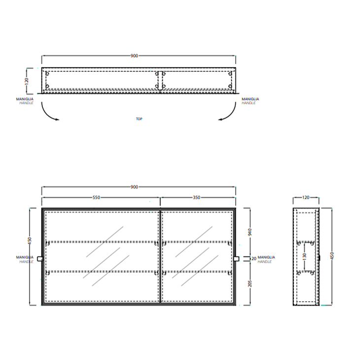 Cielo Simple Box Зеркало 110x45xh12 см, цвет: матовый черный SPSBNM