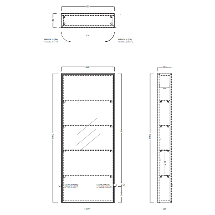 Cielo Simple Tall Box Зеркало 110x45xh12 см, цвет: матовый черный SPSTBNM