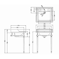 Burlington Edwardian Консоль под раковину B15 1TH, напольная 53,8х50,3х78,5h см, цвет: золото глянец T49A GOLD