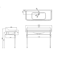 Burlington Edwardian Консоль под раковину B19 1TH, напольная 113х44,7х74,5h см, цвет: хром глянцевый T51 CHR