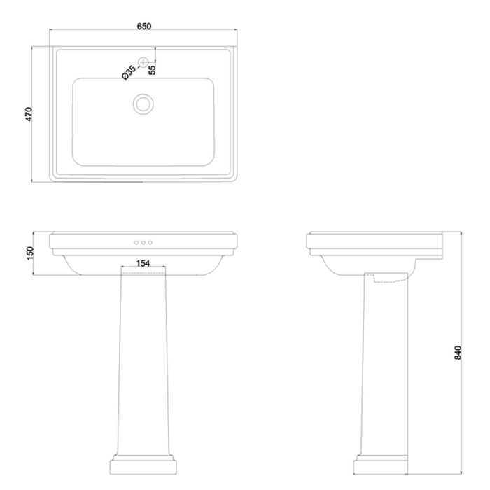 Burlington Riviera Пьедестал для раковины RIV1/RIV2/RIV3/RIV4, высота 70h см, цвет: белый глянцевый RIV6