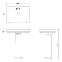 Burlington Riviera Пьедестал для раковины RIV1/RIV2/RIV3/RIV4, высота 70h см, цвет: белый глянцевый RIV6