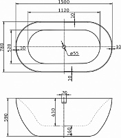BelBagno Акриловая ванна, овальная, 150хh59 см, цвет: белый BB27