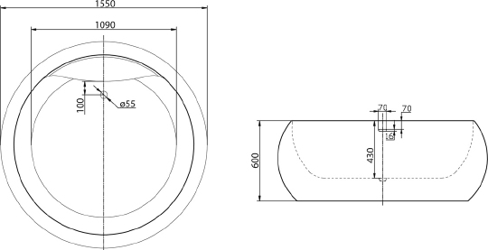 Акриловая ванна BelBagno BB30-1550